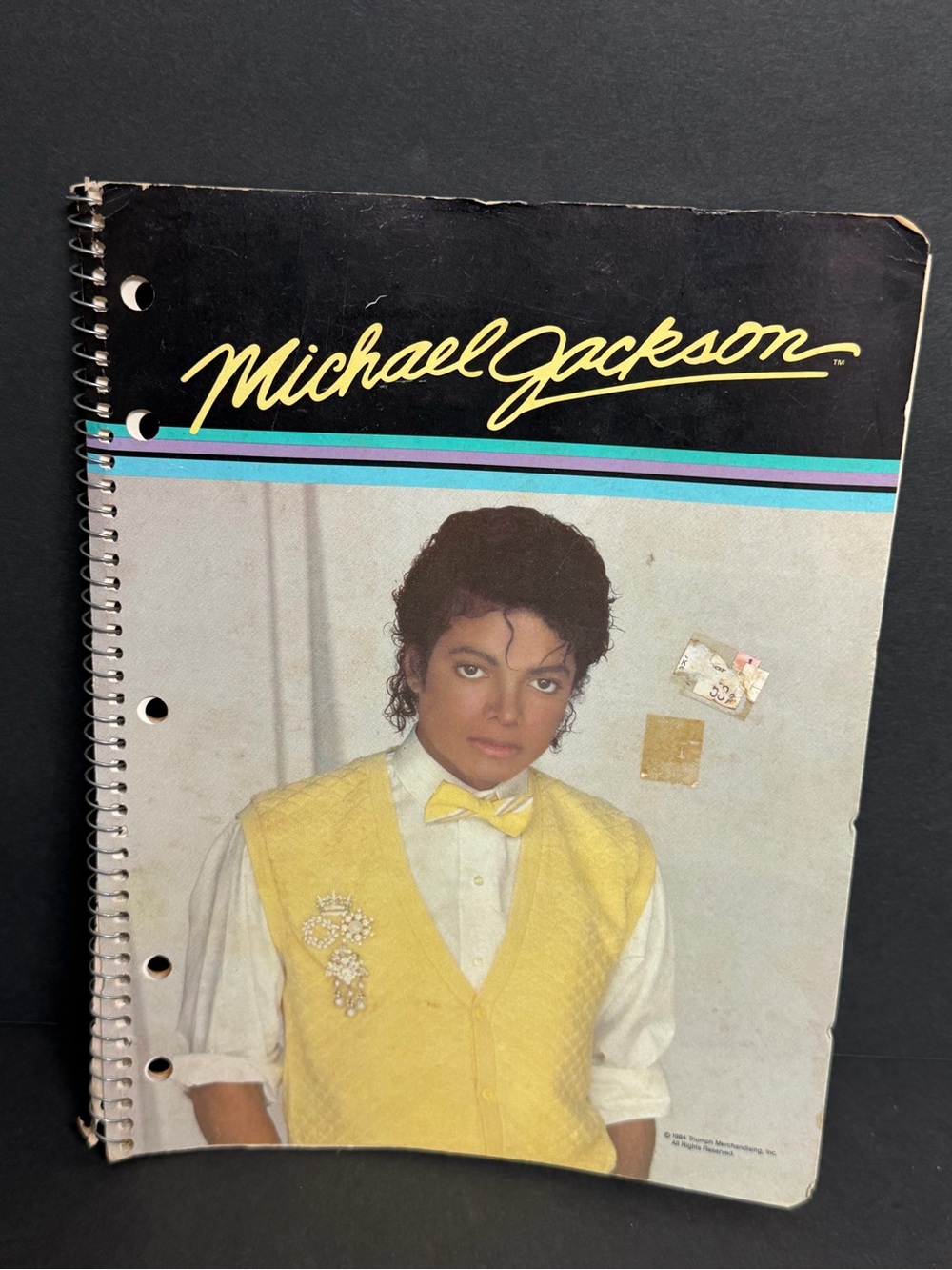 1984 Michael Jackson Spiral Notebook Vintage Theme Book Yellow Vest RARE